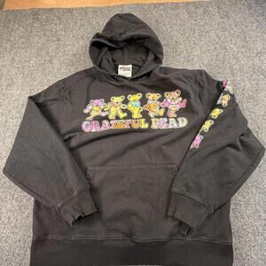 Grateful Dead Dancing Bears Black Hoodie Sweatshirt Men's Large #1218